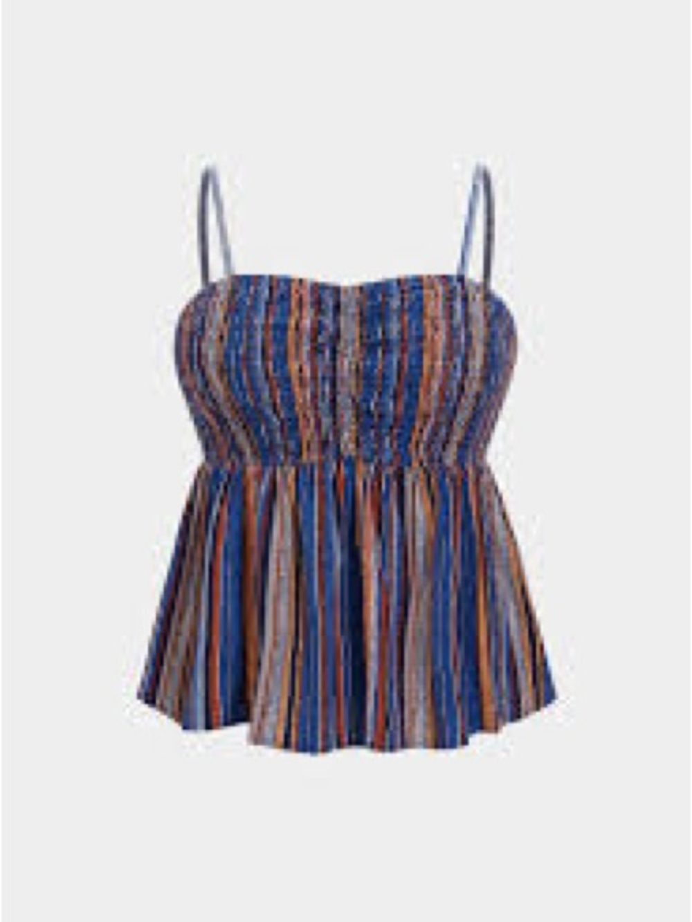 Micas Curve Stripes Print Shirred Slip Cami Top